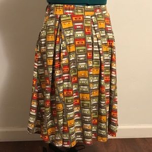 Stretchy Cassette Tape Pleated Skirt by LuLaroe